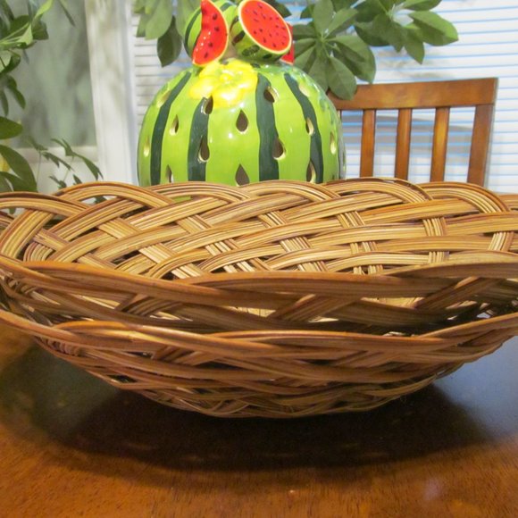 Vintage Set of 2 Woven Wicker Rattan Reed Baskets Oblong Nestable NEW - Picture 3 of 12